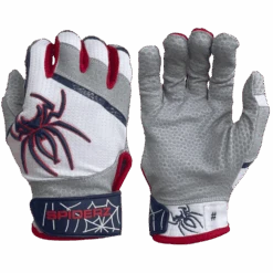 2022 Spiderz PRO Model Batting Gloves: White/Navy/Red