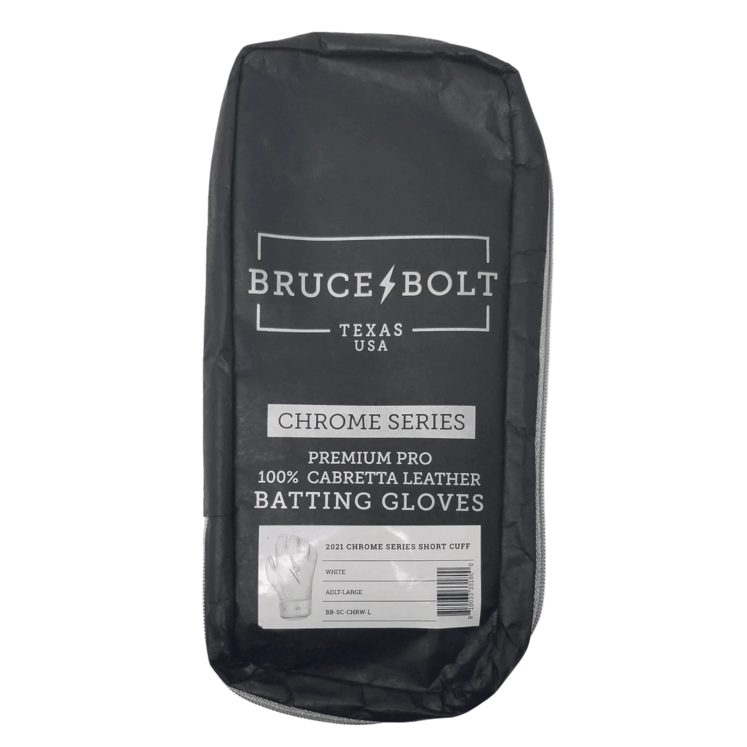 Bruce Bolt PREMIUM PRO Chrome Series Short Cuff Batting Gloves: White - Image 3