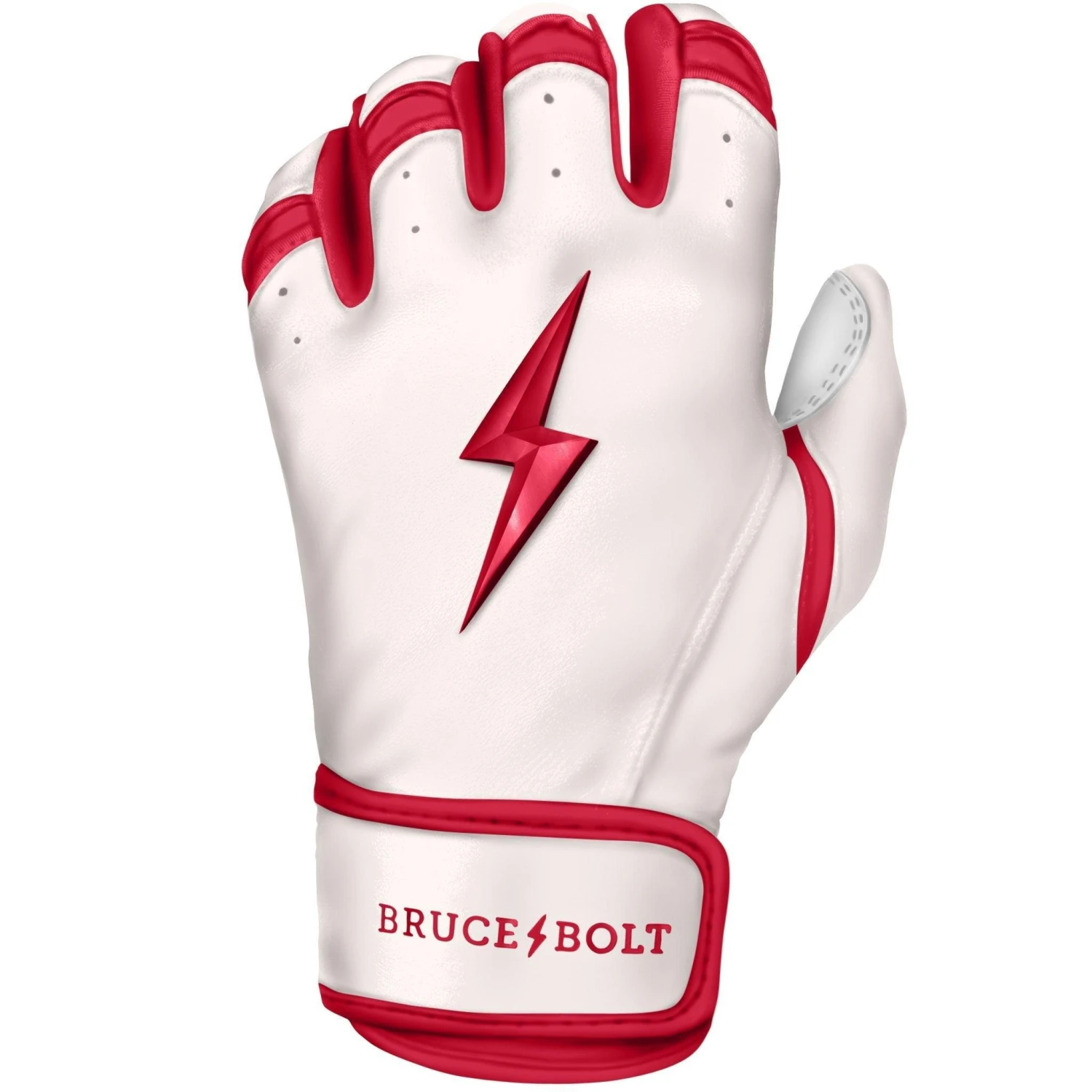 Bruce Bolt PREMIUM PRO BADER Series Short Cuff Batting Gloves: White - Image 2