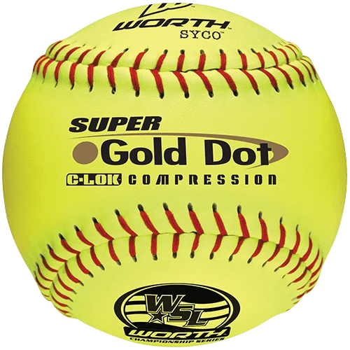 Worth 12" Super Gold Dot WSL Slowpitch Softballs (Dozen): YS44WSLC